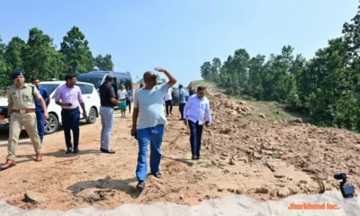 Hemant Soren inspects under-construction road in Bokaro district